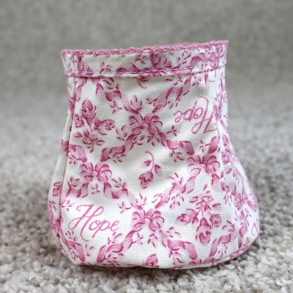 Longaberger 2009 Horizon of Hope Basket Liner Pink Floral Toile Scalloped Trim